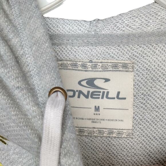 NWT O'Neill Embroidered Hoodie size M Roses Floral Brianne Heather Grey - Picture 7 of 9